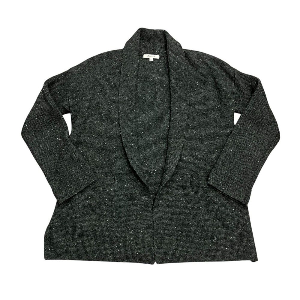 MADEWELL Heather Gray Wool Blend Donegal Cardigan Sweater Pockets Women's XXS